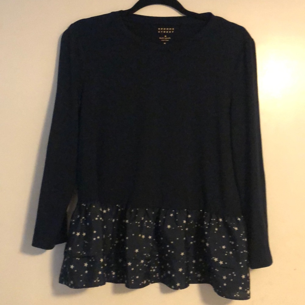 Kate Spade m navy long sleeve shirt with stars